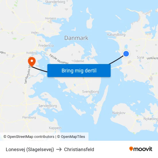 Lonesvej (Slagelsevej) to Christiansfeld map