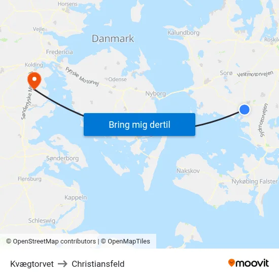 Kvægtorvet to Christiansfeld map