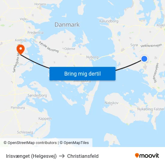 Irisvænget (Helgesvej) to Christiansfeld map