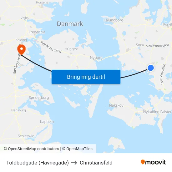 Toldbodgade (Havnegade) to Christiansfeld map
