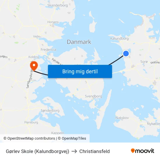 Gørlev Skole (Kalundborgvej) to Christiansfeld map