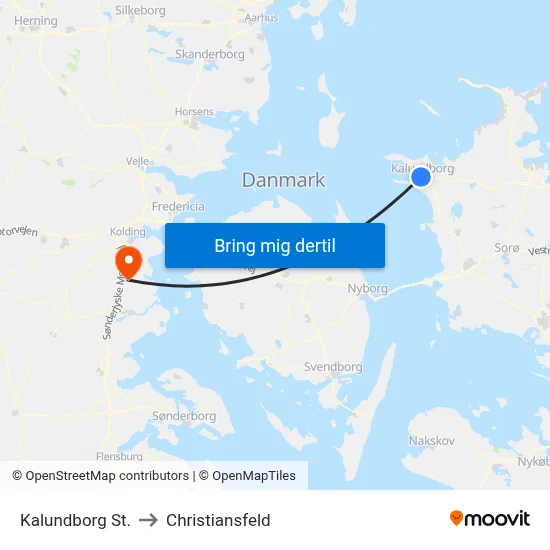 Kalundborg St. to Christiansfeld map