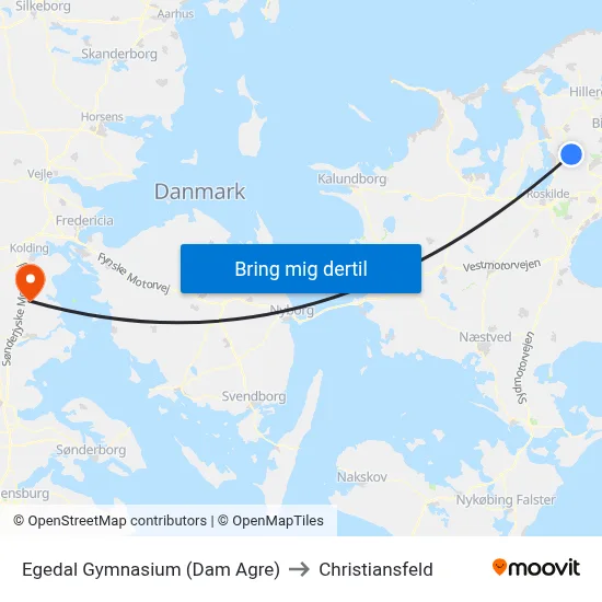 Egedal Gymnasium (Dam Agre) to Christiansfeld map