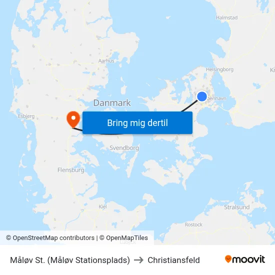 Måløv St. (Måløv Stationsplads) to Christiansfeld map