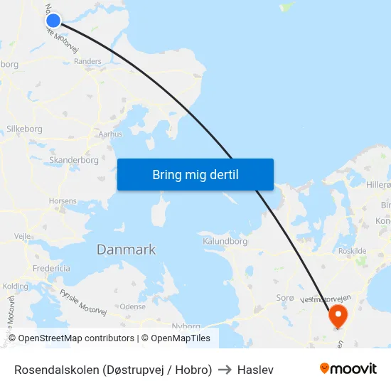Rosendalskolen (Døstrupvej / Hobro) to Haslev map