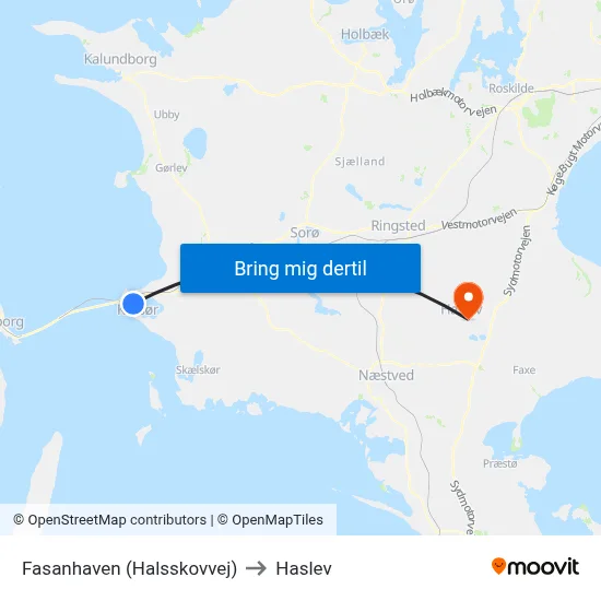 Fasanhaven (Halsskovvej) to Haslev map