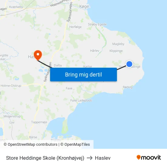 Store Heddinge Skole (Kronhøjvej) to Haslev map