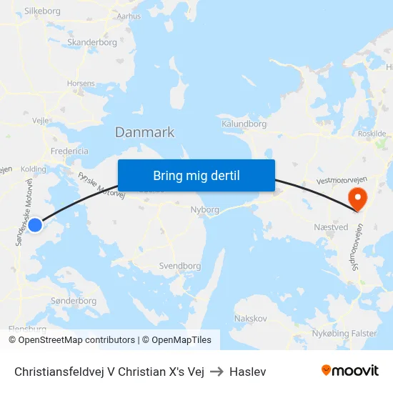 Christiansfeldvej V Christian X's Vej to Haslev map