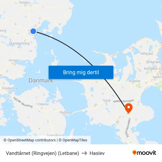 Vandtårnet (Ringvejen) (Letbane) to Haslev map