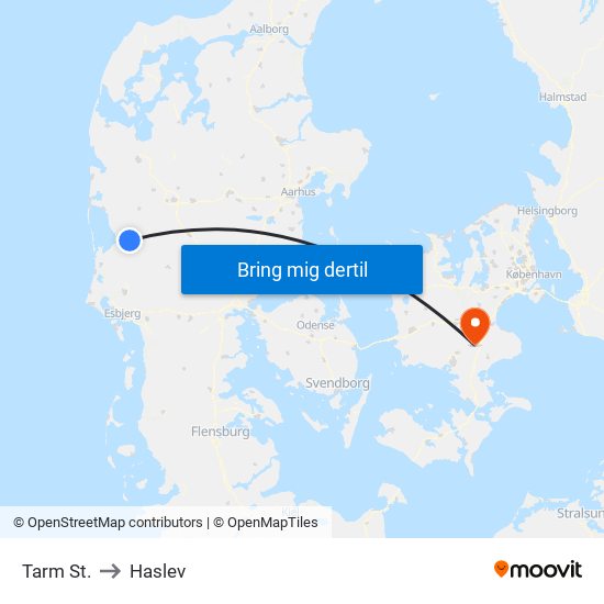 Tarm St. to Haslev map
