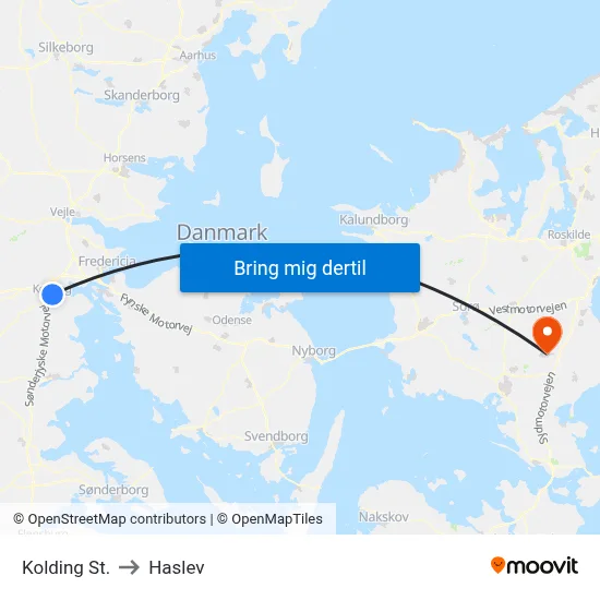 Kolding St. to Haslev map