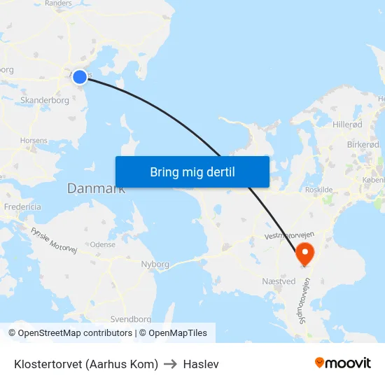 Klostertorvet (Aarhus Kom) to Haslev map
