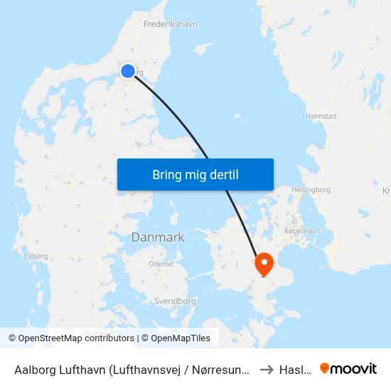 Aalborg Lufthavn (Lufthavnsvej / Nørresundby) to Haslev map