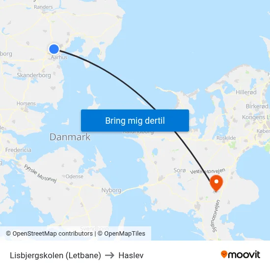 Lisbjergskolen (Letbane) to Haslev map
