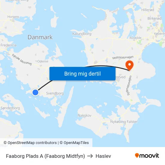Faaborg Plads A (Faaborg Midtfyn) to Haslev map