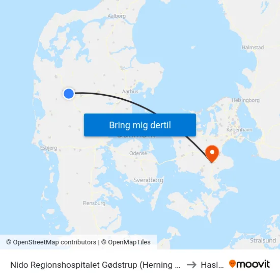 Nido Regionshospitalet Gødstrup (Herning Kom) to Haslev map