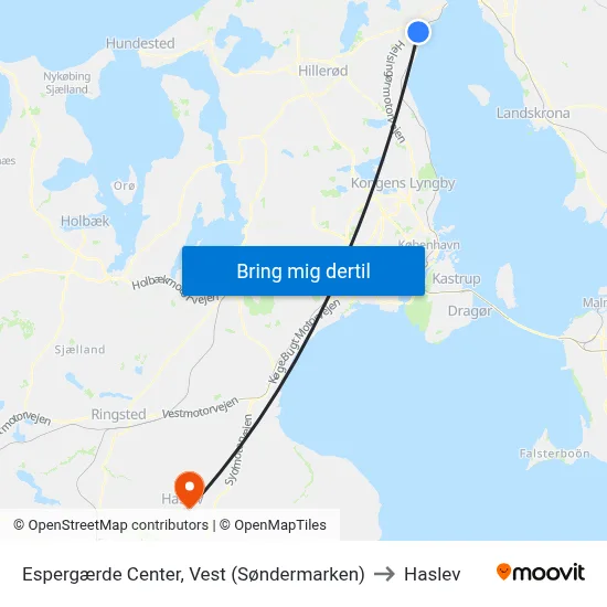 Espergærde Center, Vest (Søndermarken) to Haslev map