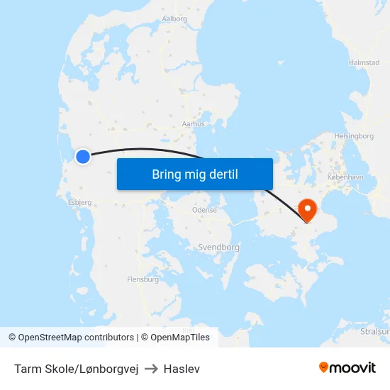 Tarm Skole/Lønborgvej to Haslev map
