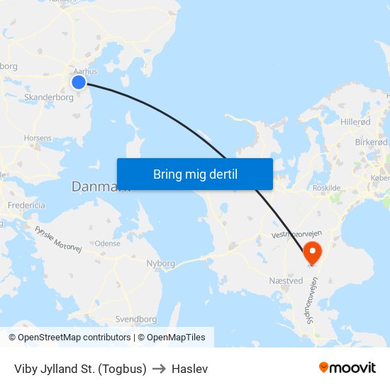 Viby Jylland St. (Togbus) to Haslev map