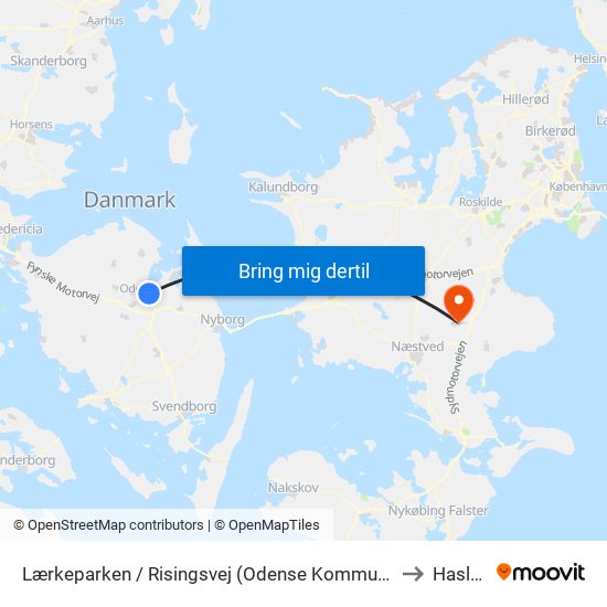 Lærkeparken / Risingsvej (Odense Kommune) to Haslev map