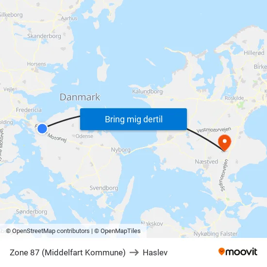 Zone 87 (Middelfart Kommune) to Haslev map