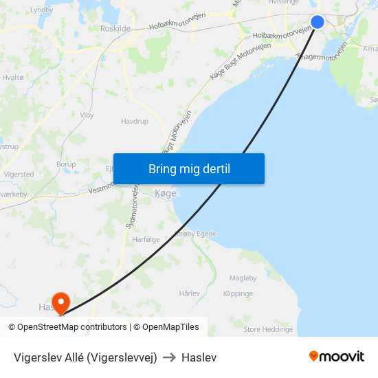 Vigerslev Allé (Vigerslevvej) to Haslev map