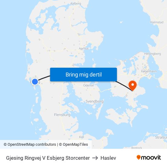 Gjesing Ringvej V Esbjerg Storcenter to Haslev map