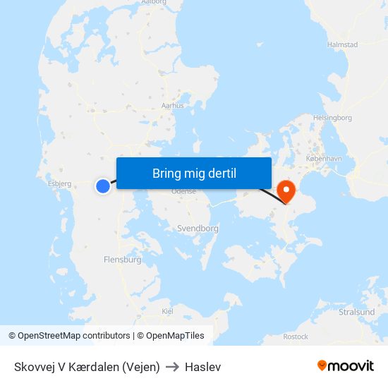 Skovvej V Kærdalen (Vejen) to Haslev map