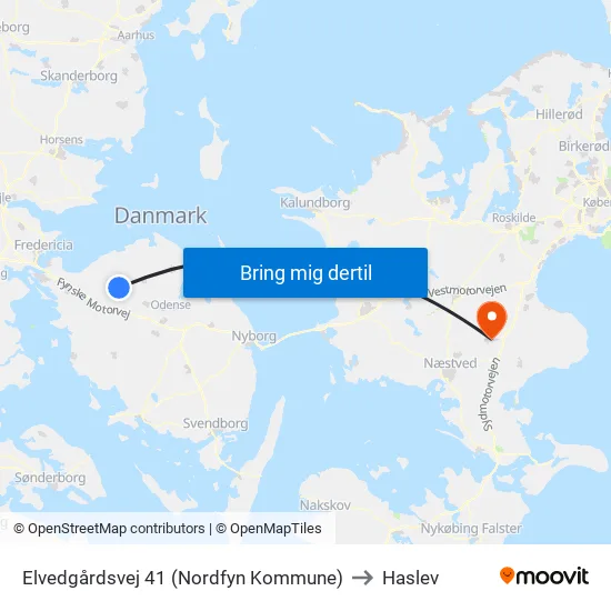 Elvedgårdsvej 41 (Nordfyn Kommune) to Haslev map