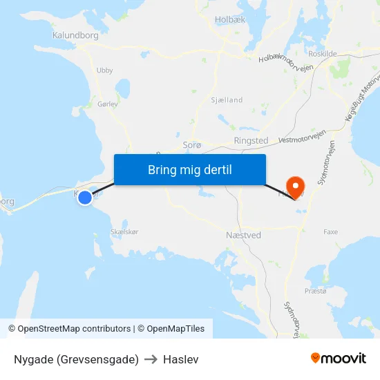 Nygade (Grevsensgade) to Haslev map