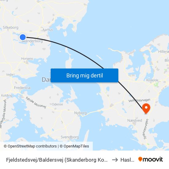 Fjeldstedsvej/Baldersvej (Skanderborg Kom) to Haslev map