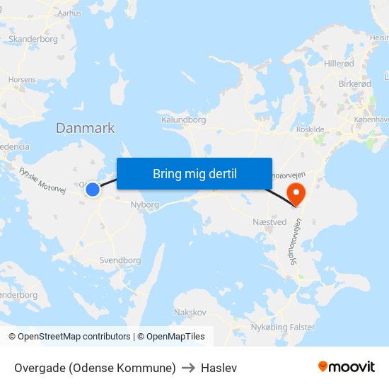 Overgade (Odense Kommune) to Haslev map