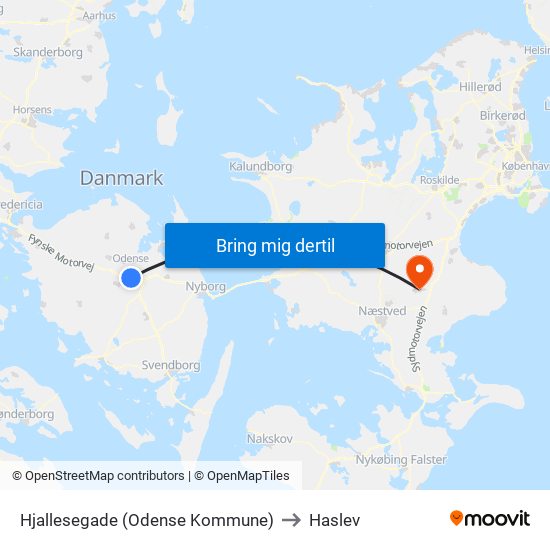 Hjallesegade (Odense Kommune) to Haslev map