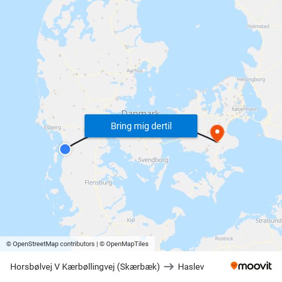 Horsbølvej V Kærbøllingvej (Skærbæk) to Haslev map