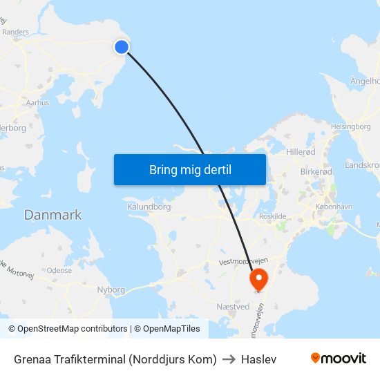 Grenaa Trafikterminal (Norddjurs Kom) to Haslev map