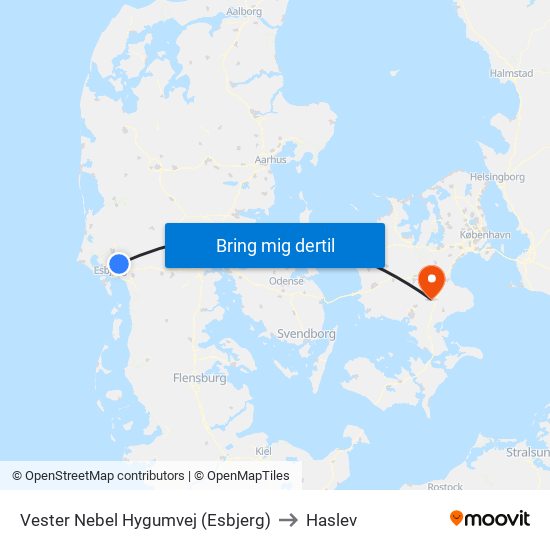 Vester Nebel Hygumvej (Esbjerg) to Haslev map
