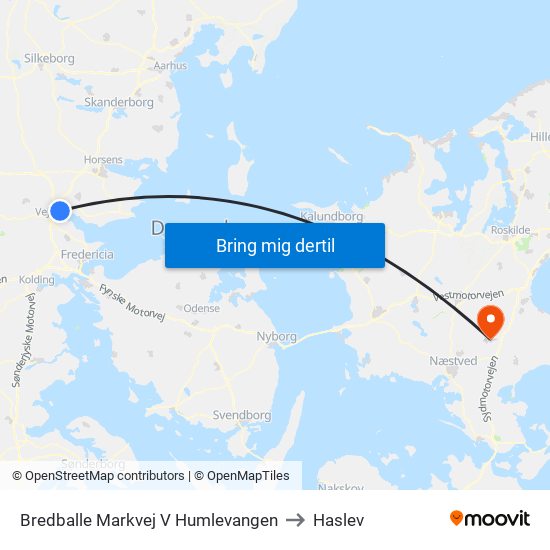 Bredballe Markvej V Humlevangen to Haslev map