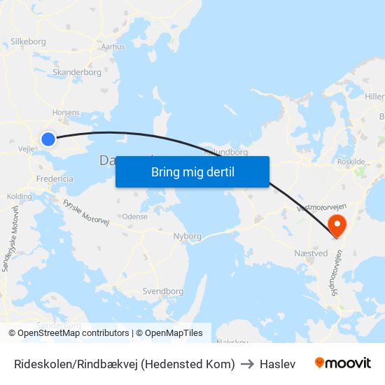 Rideskolen/Rindbækvej (Hedensted Kom) to Haslev map