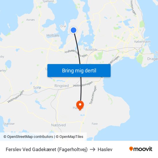 Ferslev Ved Gadekæret (Fagerholtvej) to Haslev map