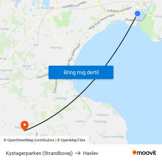 Kystagerparken (Strandbovej) to Haslev map