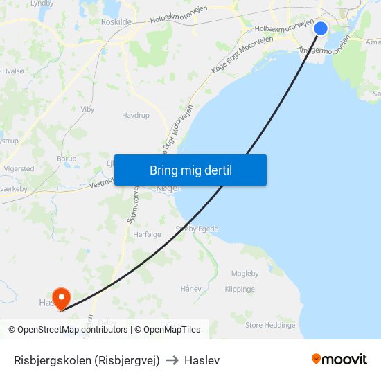 Risbjergskolen (Risbjergvej) to Haslev map