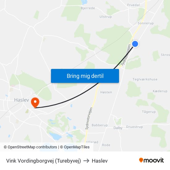 Vink Vordingborgvej (Turebyvej) to Haslev map