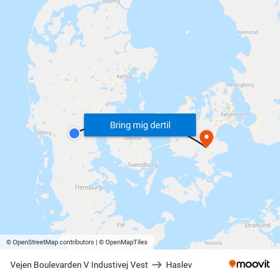 Vejen Boulevarden V Industivej Vest to Haslev map