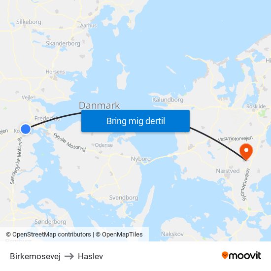 Birkemosevej to Haslev map