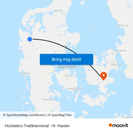 Holstebro Trafikterminal to Haslev map