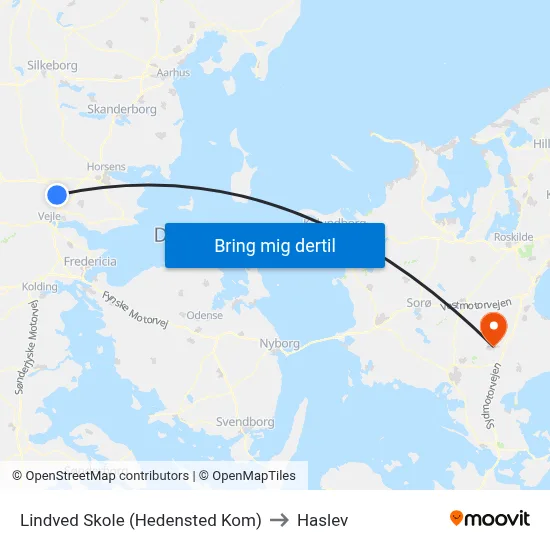 Lindved Skole (Hedensted Kom) to Haslev map