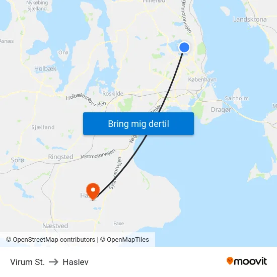 Virum St. to Haslev map