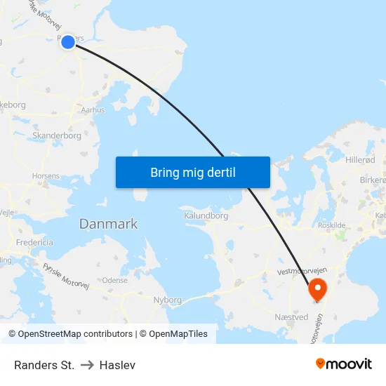 Randers St. to Haslev map