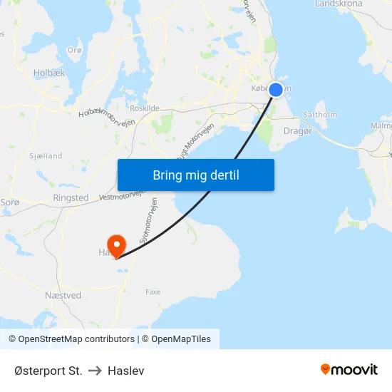 Østerport St. to Haslev map