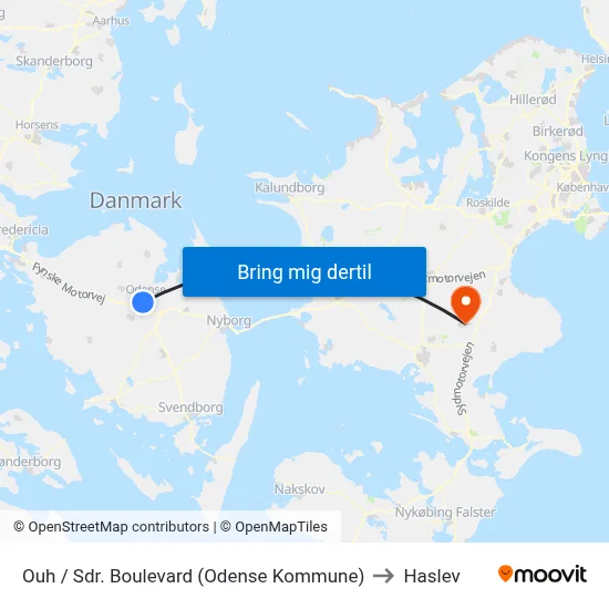 Ouh / Sdr. Boulevard (Odense Kommune) to Haslev map